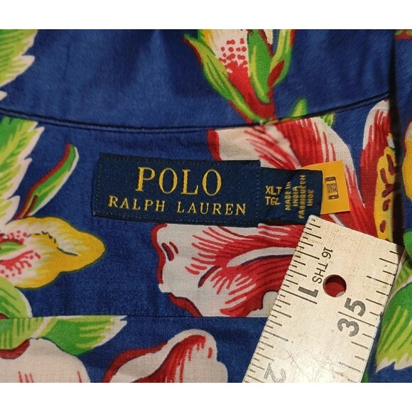 Polo Ralph Lauren Polo Shirt Mens Size XLT Custom Slim Fit Tropical Print - Picture 2 of 4